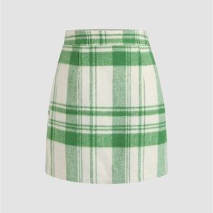 Warm Winter Green Plaid Skirt